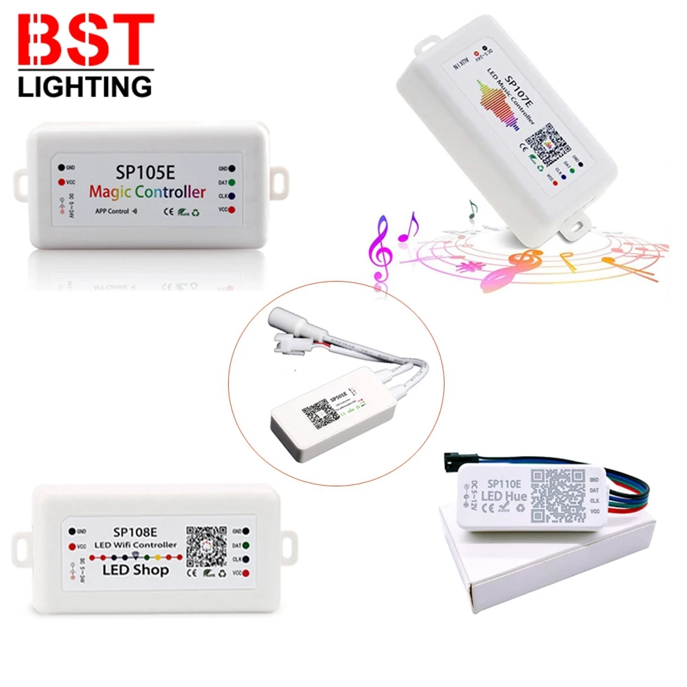 WS2812B WS2811 SK6812 Led Strip Light Controller Bluetooth SP105E SP110E Wifi SP108E Music SP106E SP107E DC5V-24V