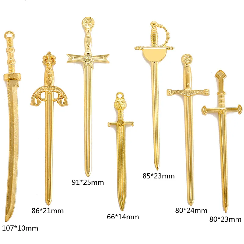 YuenZ 7 style Mixed Alloy Antique Knight Sword Charms for Jewelry Making DIY Handmade Weapons Personality Necklace Pendant