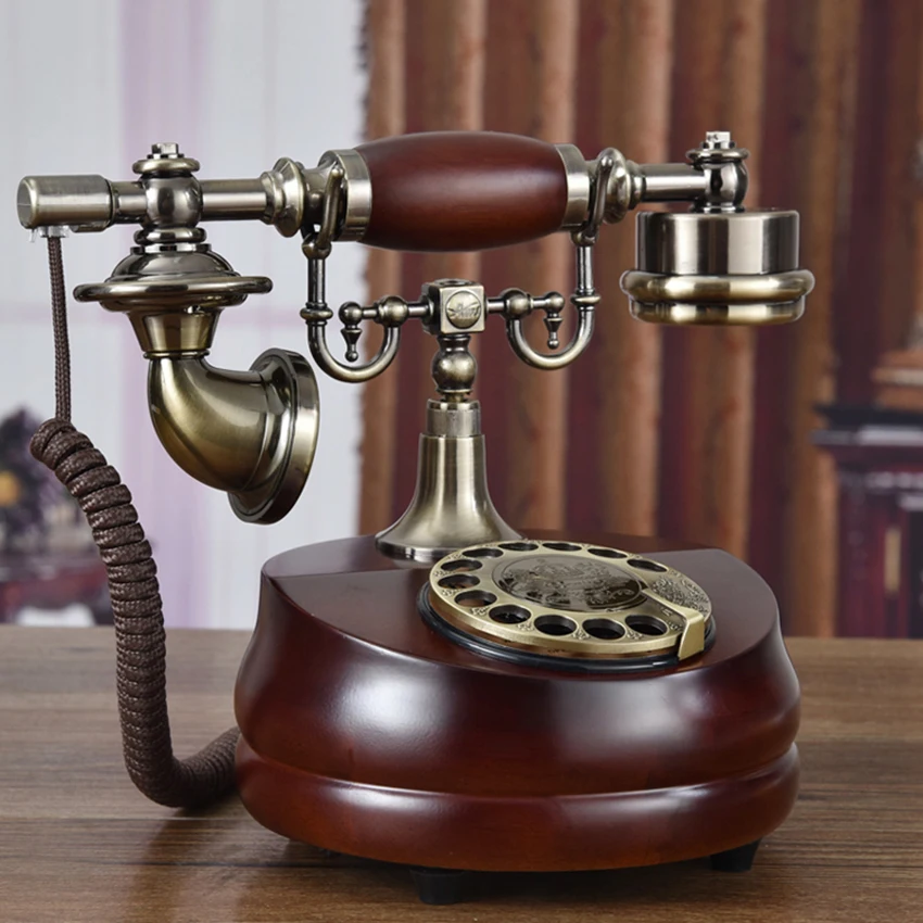 Classic Retro Corded Telephone Rotary Dial Phone Landline, Mechanical Dual Bell, Electronic Bell Old Fashioned Phone for Home