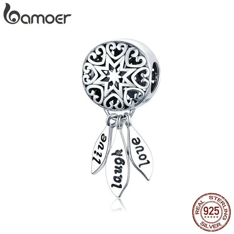 BAMOER Hot Sale Genuine 925 Sterling Silver Life Dream Catcher Pendant Charms fit Bracelets & Necklaces Vintage Jewelry SCC1128