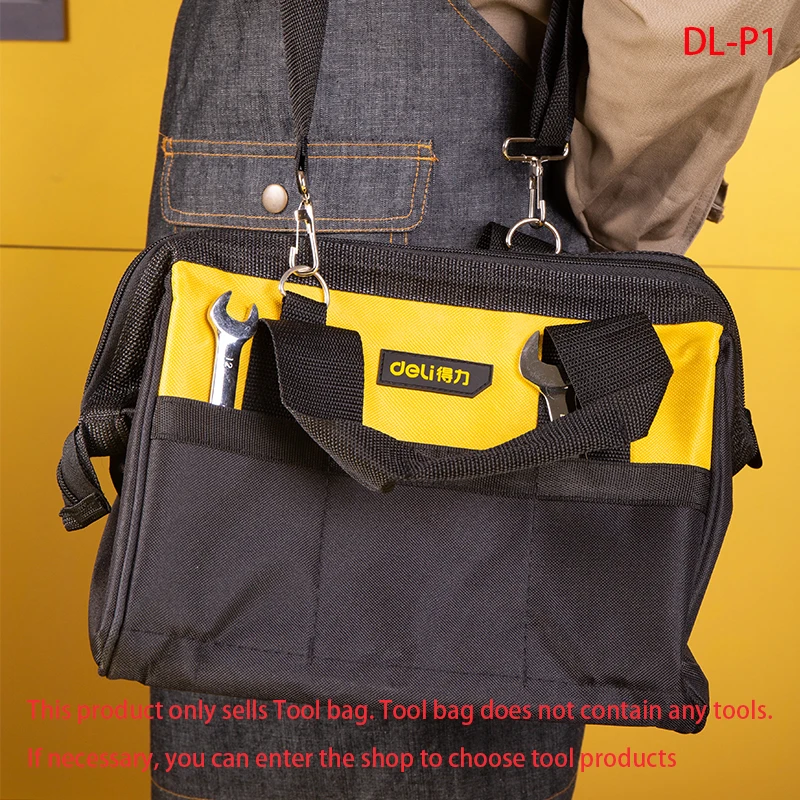 Deli 13-Inch Reinforced Tool Bag Electrician Bag Made Of 600D Polyester Cloth Durable, Strong Tool Storage Toolkit