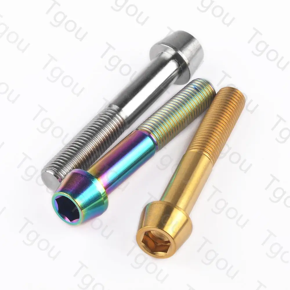 Tgou Titanium Bolt M10x55 60mm Pitch 1.25 Taper Head Allen Key Screws for Motorcycle Brake Caliper