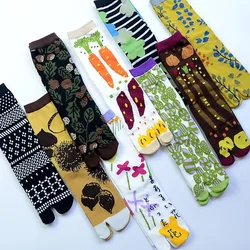 Socks Two Finger Women Men Cotton Art Design Color Printed Long Deodorant Kawaii Harajuku Designer Japanese Clog Split Toe Socks