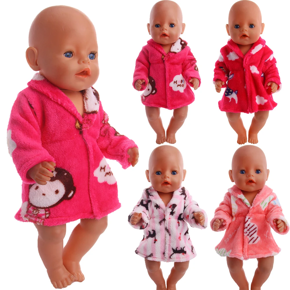 Bathrobe For 18 Inch American Doll Girl Toys & 43 Cm Born Baby Clothes & Our Generation & Nenuco & 17 Inch Reborn Baby