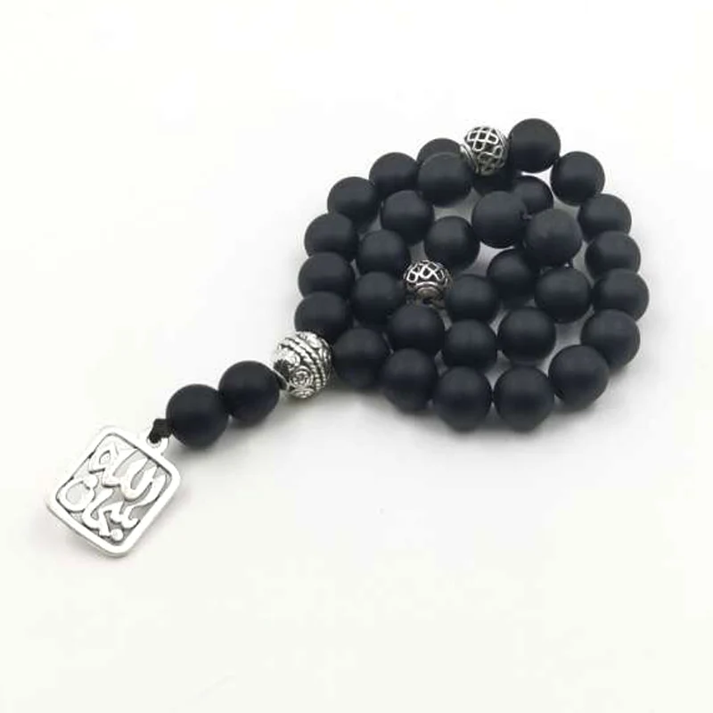 Uomo Frosted agate Tasbih Nuovo stile Nero di pietra branelli di preghiera Musulmani 33 66 99Misbaha rosario regalo Islamico