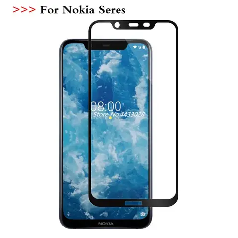 Protector de pantalla de cubierta completa 9H para Nokia 2 3 5 6 7 8, vidrio templado para Nokia 7 plus 6,1 5,1 Plus 3,1 2,1, película protectora de vidrio