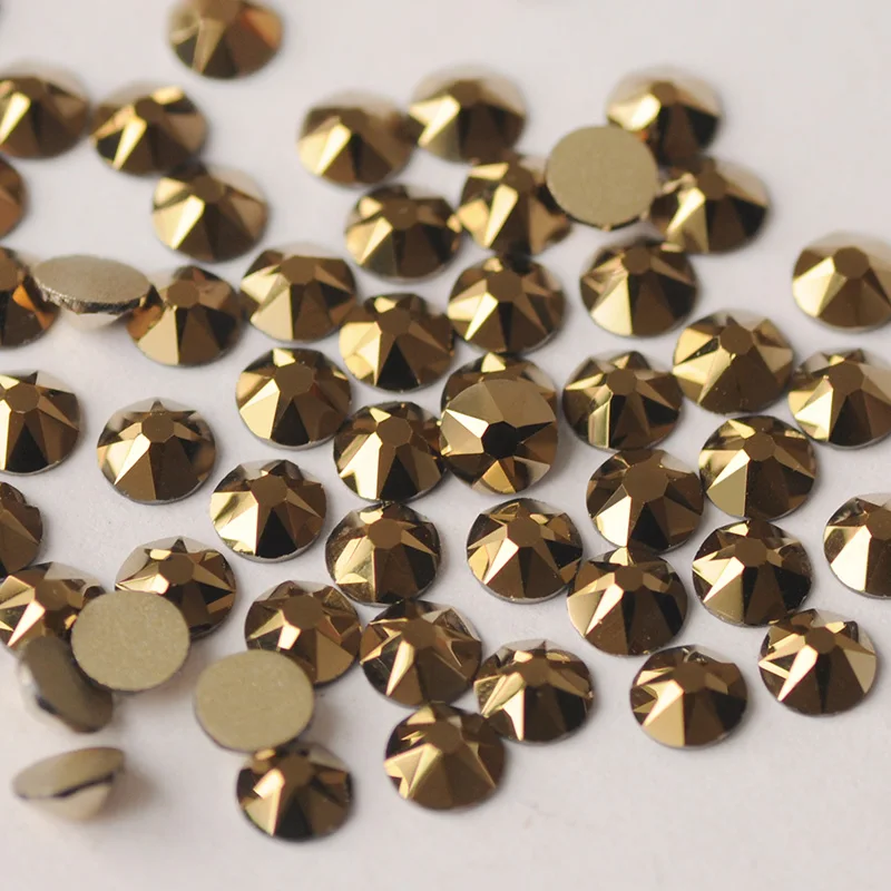 YANRUO 2088NoHF All Sizes Aurum Glitter Crystal Non Hotfix Strass Glass Craft Gems Flatback Gold Rhinestones For Nails