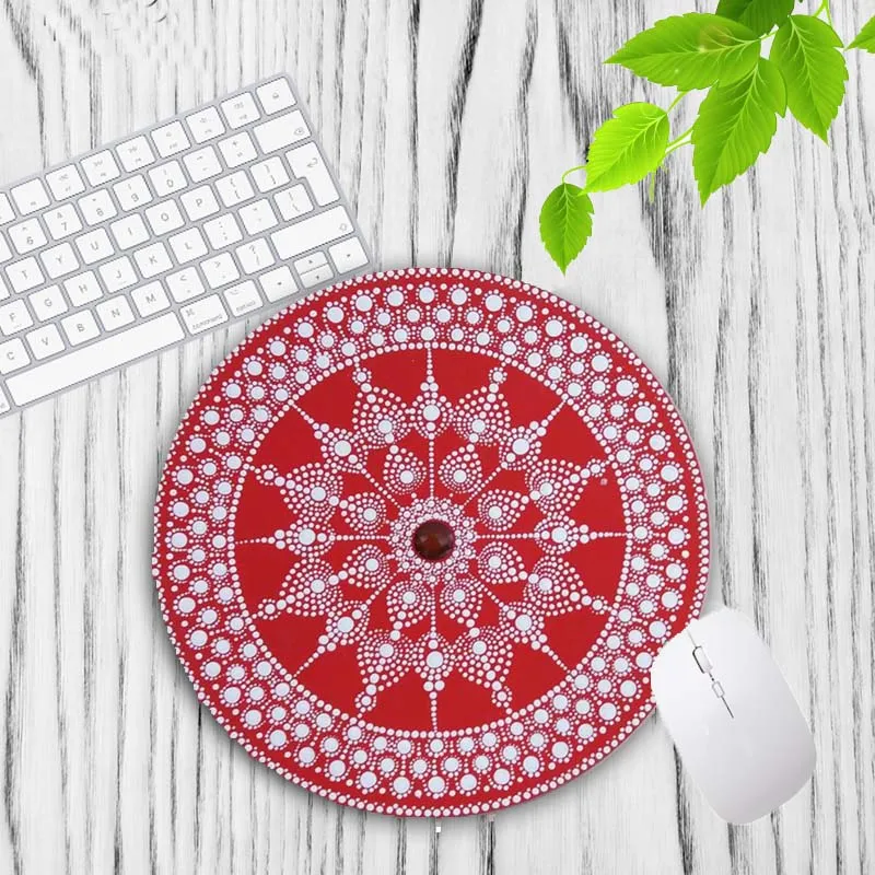 XGZ Promotion Colorful Mandala Flower Unique Desktop Pad Round Mousepad Keyboards Mat Gamer Gaming Mouse Pad Desk Mat 20X20CM