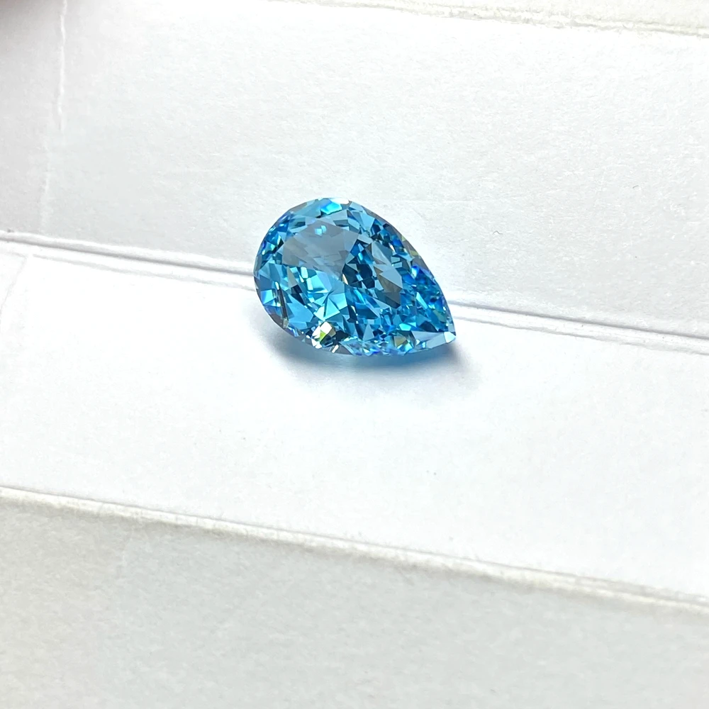 Meisidian 9x13mm 9 quilates de pêra gota gelo esmagado corte cúbico zircônia aquamarine diamante pedra preciosa