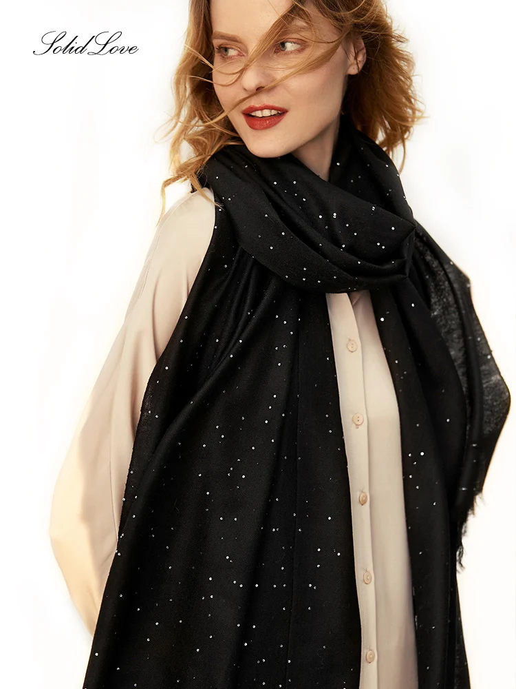 Sciarpa di lana calda invernale firmata per donna/donna scialli di Pashmina di lana morbida ricamo floreale Cashmere avvolge femminili mantelle foulard