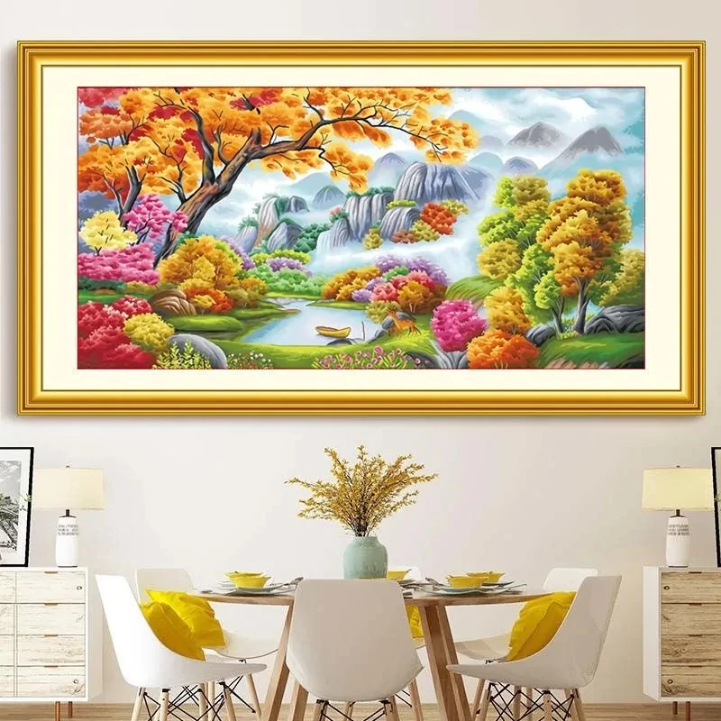 Belo paisagem bordado grande 11ct tela diy bordado decoração de casa impresso kits de ponto cruz