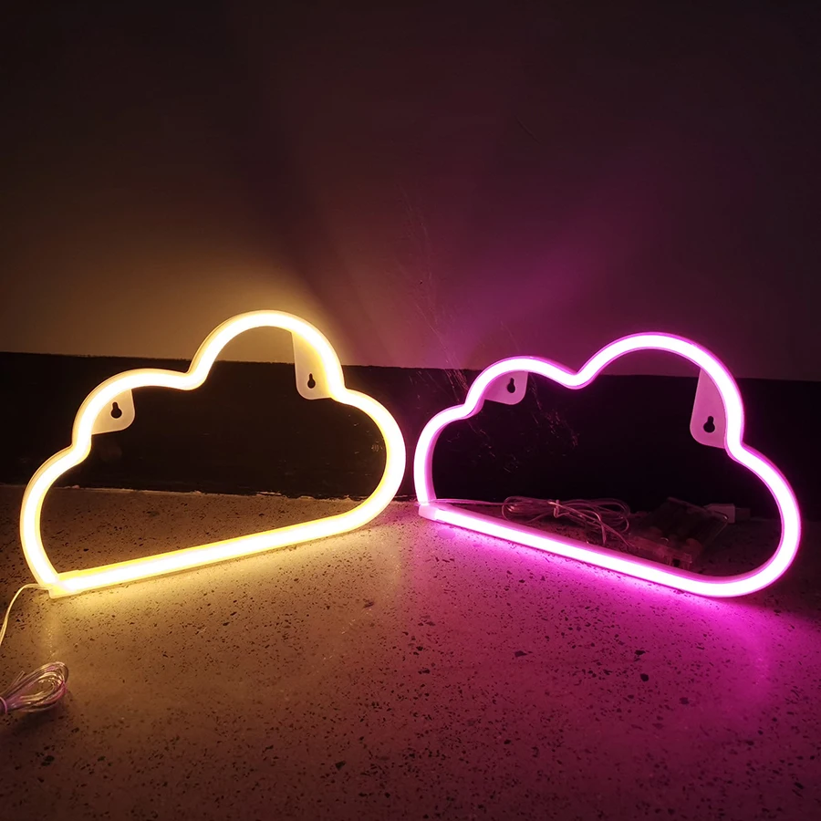 Cloud Sign Neon Light LED Sky Modeing Lamp Nightlight Bulbs Decor Room Shop Party Wall Art Wedding USB & Battery Box Powered