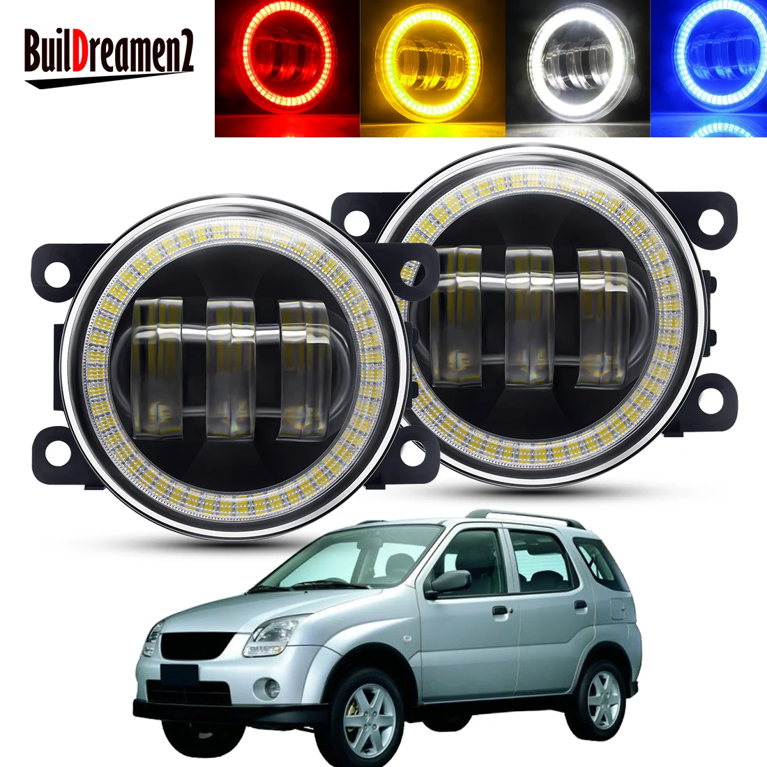 2 X Angel Eye Fog Light Assembly Car LED Lens Fog Daytime Running Lamp DRL 12V For Subaru Justy III (G3X) Hatchback 2003-2008