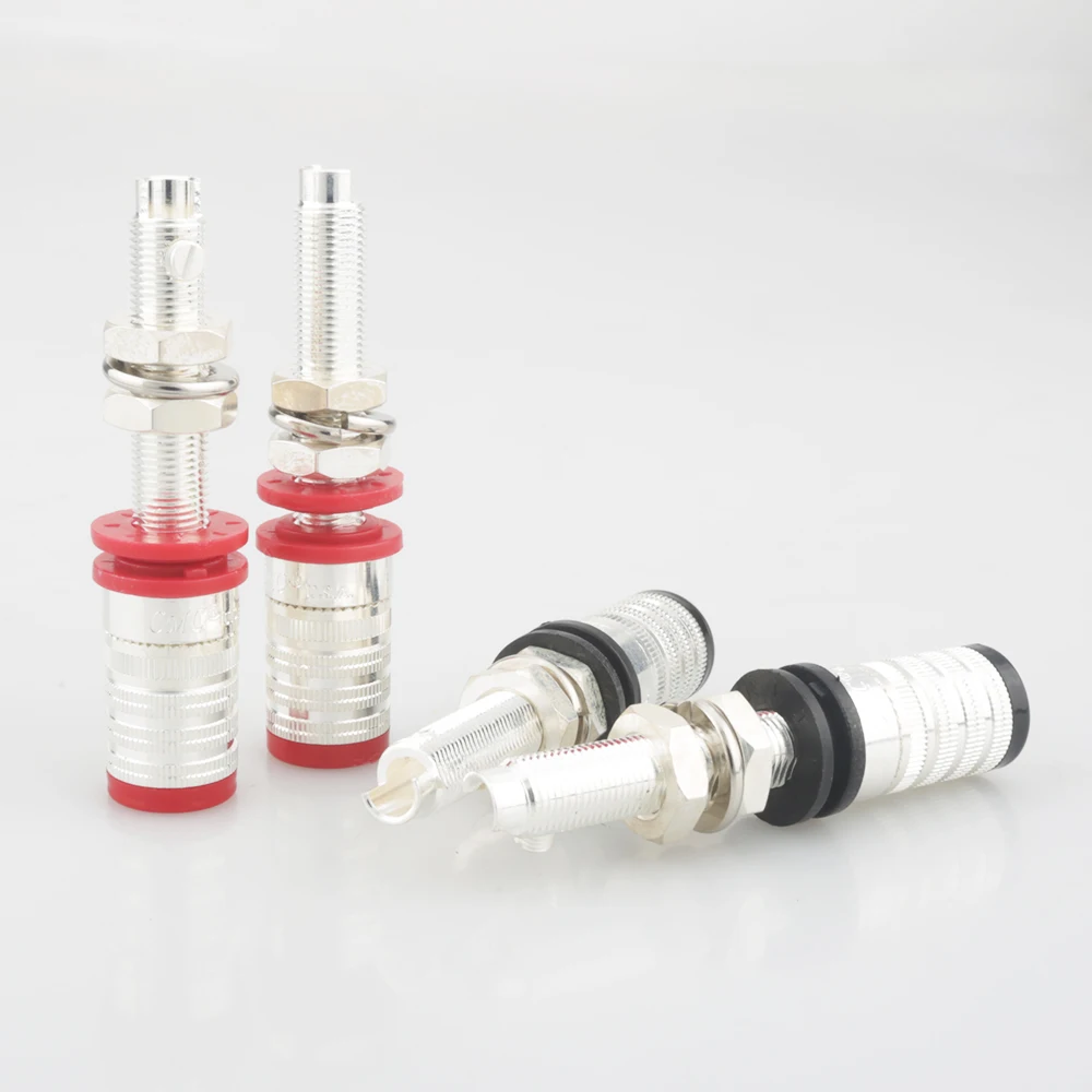 

4pcs Silver Plated Speaker Terminal Binding Post 838-L-AG Audio Speaker Terminal Plug for High-Quality Sound Connection