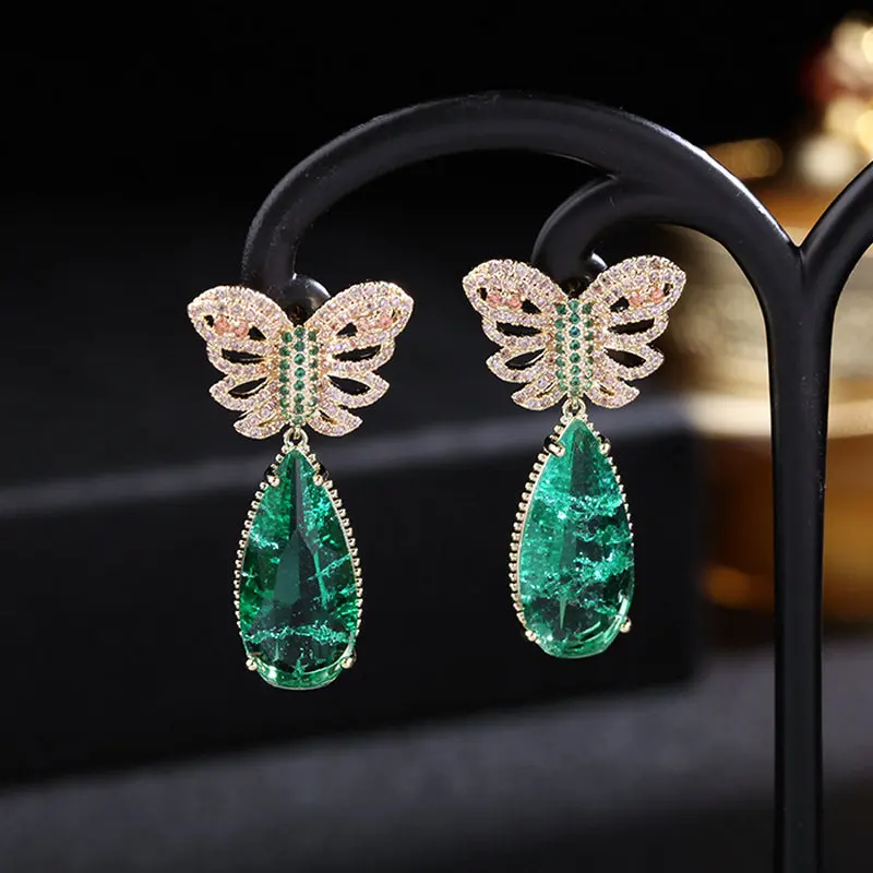 SINZRY hotsale luxury costume jewelry AAA CUBIC ZIRCON butterfly personality fashion drop earrings bridal jewelry