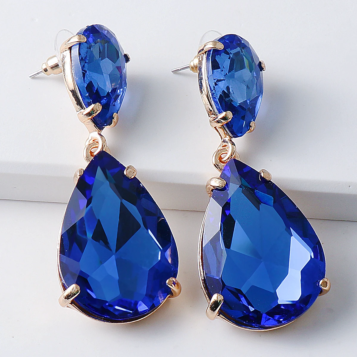 New Pink Rhinestone Waterdrop Dangle Earrings Female Crystal Tear Drop Earring for Women Christmas Jewelry Trend Gift