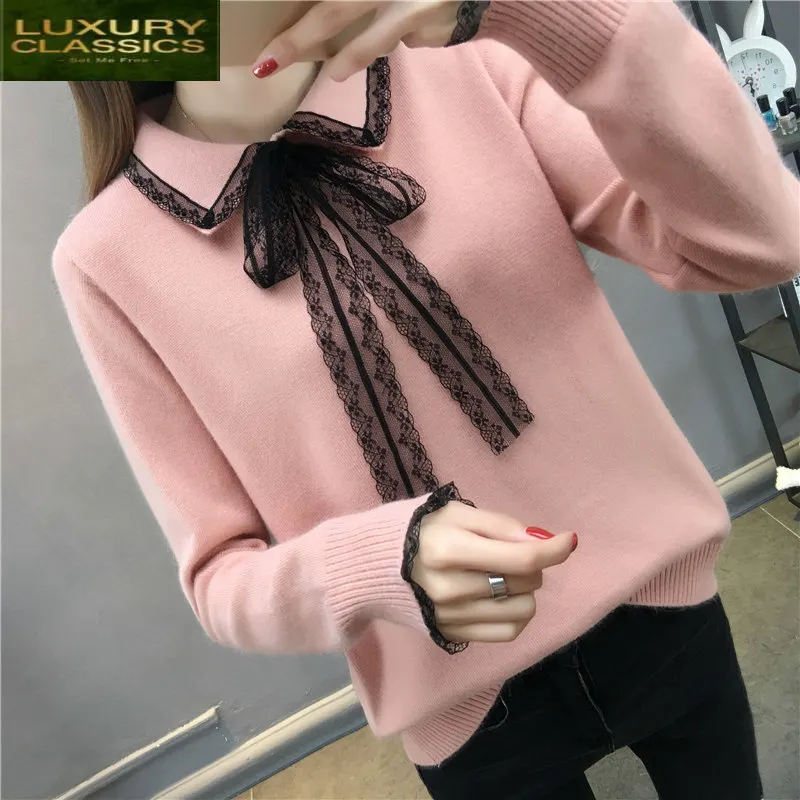 

Ladies Pullover for Winter Sweater Women 2021 Korean Warm Lace Casual Knitted Tops Pull Femme Hiver Truien Dames New 1902