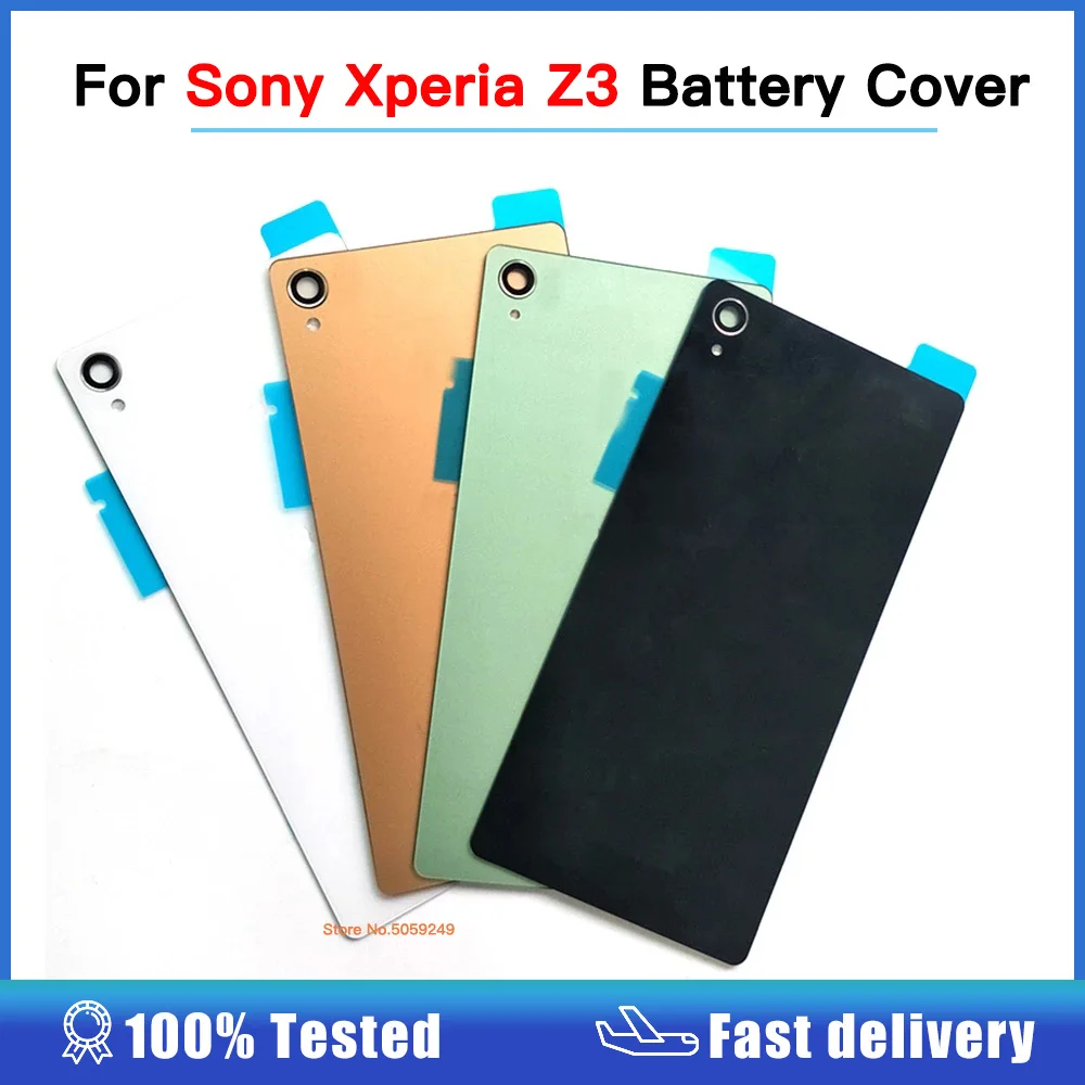 For Sony Xperia Z3 Glass Back Housing Battery Cover Rear Door Replacement Parts Case For L55T D6603 D6643 D6653 D6633 with NFC