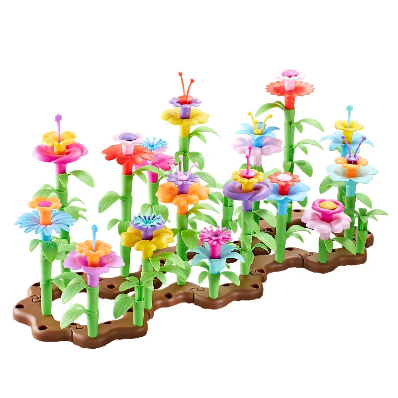 171pcs/set DIY Educational Flower Arrangement Toys Creative Colorful Interconnecting Blocks Building Garden Game for Girls