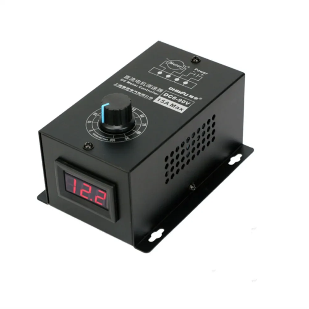 

Digital Display 0~100% adjustable DC 6-90V 15A DC Motor Speed Controller PWM regulator 12V 24V 48V 60V 72V 90V 1000W Reversible