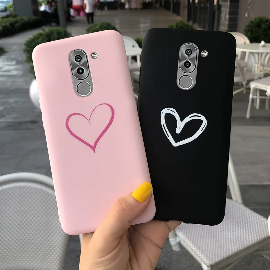 Silikonowe etui Candy do Huawei GR5 2017 Back Cover Lovely Heart Pattern Case do Huawei Mate 9 Lite Cases Couque Honor 6X Funda