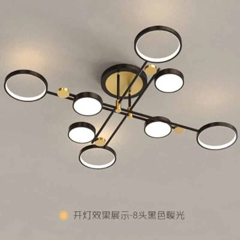 

Led circle chandelier Kitchen Living Room Black and gold Industrial chandelier minimalist decor flush mount ceiling light