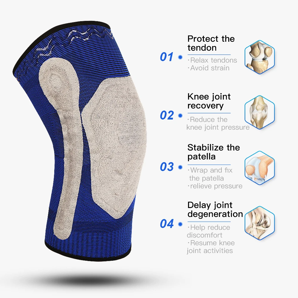 Kyncilor Elastic Silicone Knee Brace Nylon Sports Knee Pads Fitness Gear Patella Brace Running Basketball Volleyball Support