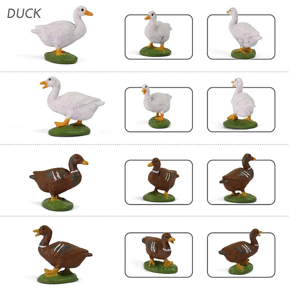 14pcs/28pcs Painted 1:43 Scale PVC Model Duck Goose O Scale Farm Animals Domestic Fowl Model Railway Layout AN4305