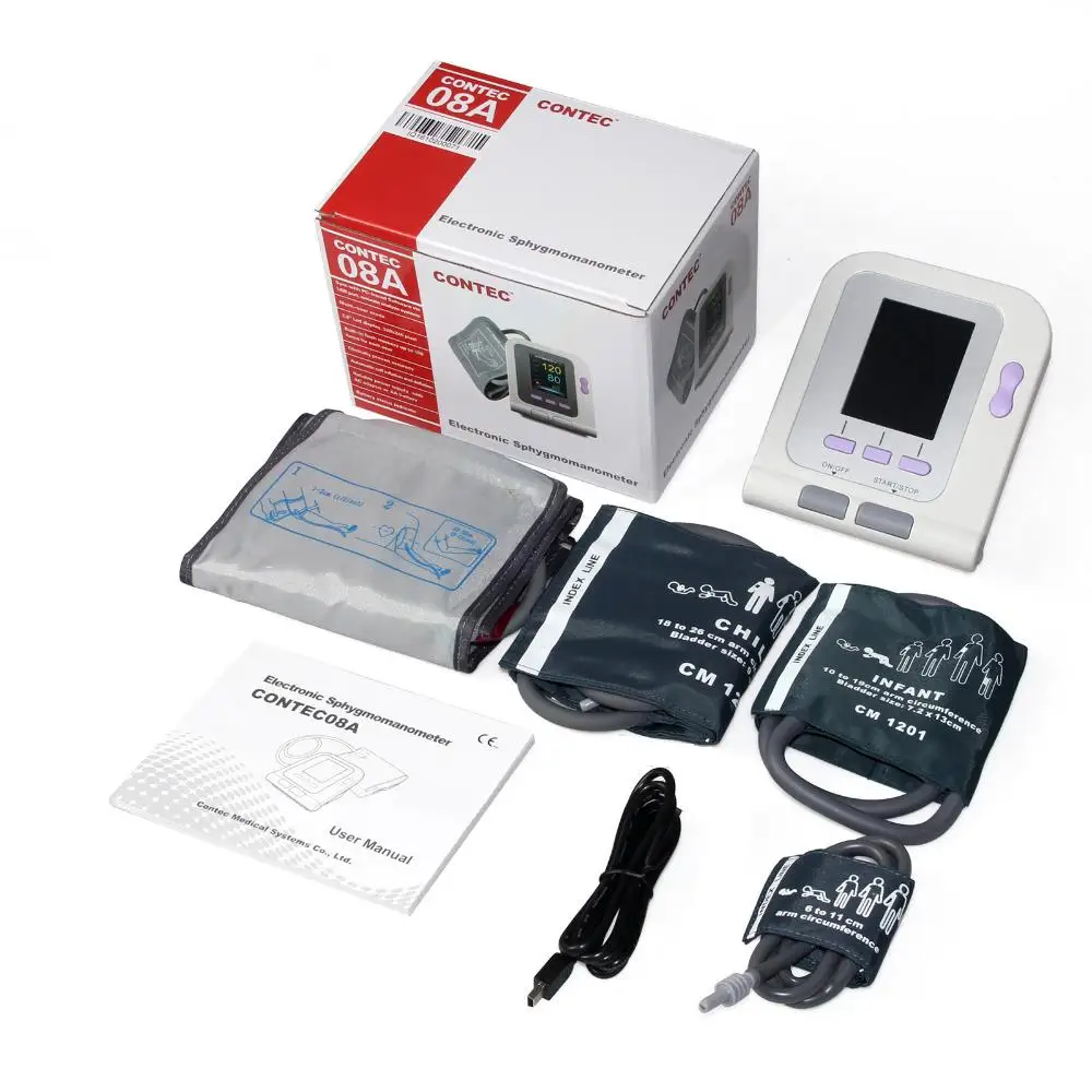 CE Digital Blood Pressure Monitor 08A+Infant Pediatrics/Child/Adult Cuffs+SP02 contec