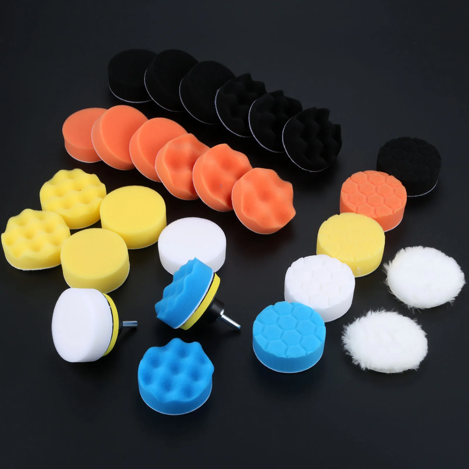 

DRELD 31Pcs 3 Inch Car Sponge Drill Polishing Waxing Buffing Pads Kit for Car Polisher M10 Drill Adapter Cleaning Tools