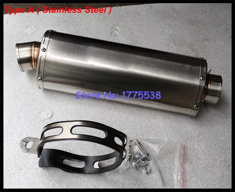 Customized ID:51mm/54mm/57mm/61mm/63mm/65mm/70mm L:460mm Carbon Oval Motorcycle Exhaust Muffler Escape with Sticker DB Killer