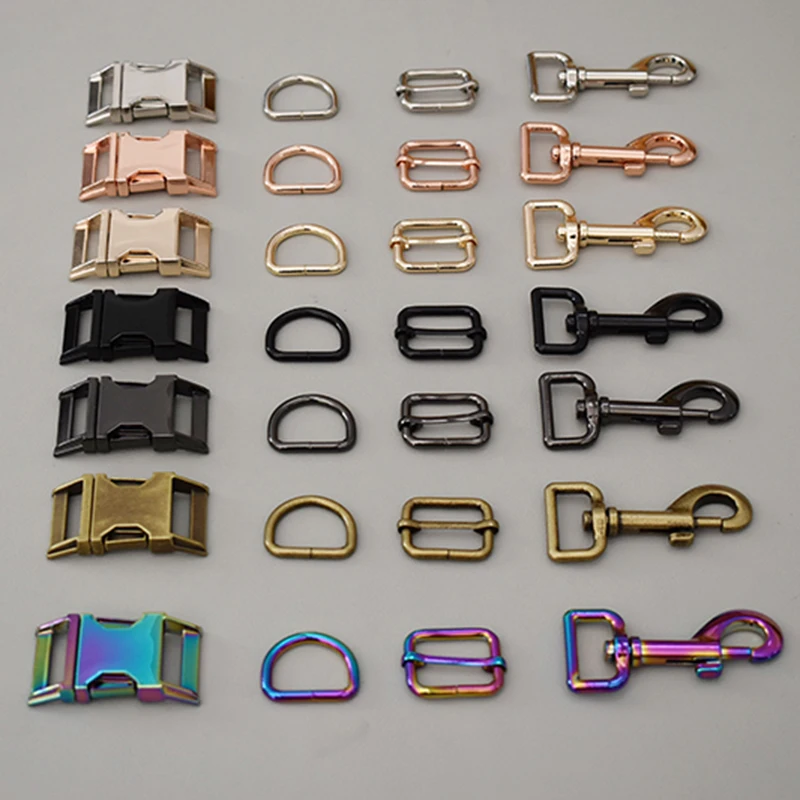 20 sets of 25mm adjust buckle manufacturer Zinc Alloy high quality plated metal diy pet collar leash set parts 7 Colour