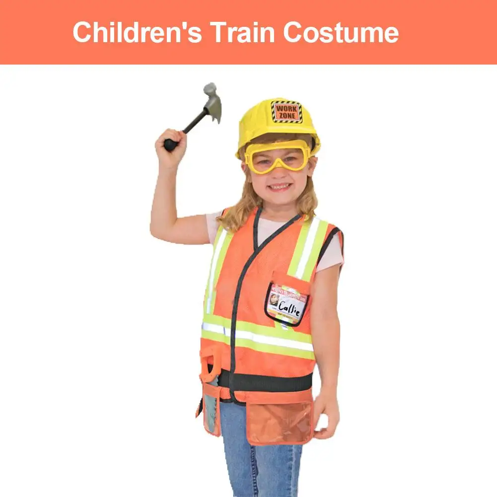 Children's Engineering Costume Kids Construction Worker Cosplay Costume Professional Experience Clothing Uniform Set