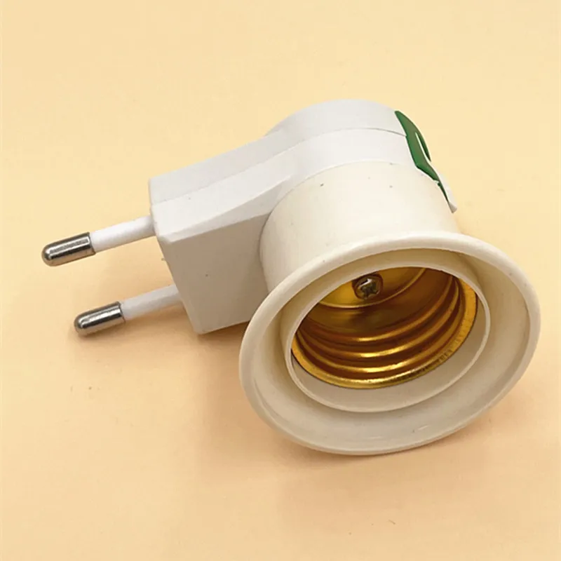 1PC Hot Sell Practical White E27 LED Light Socket To EU Plug Holder Adapter Converter ON/OFF For Bulb Lamp