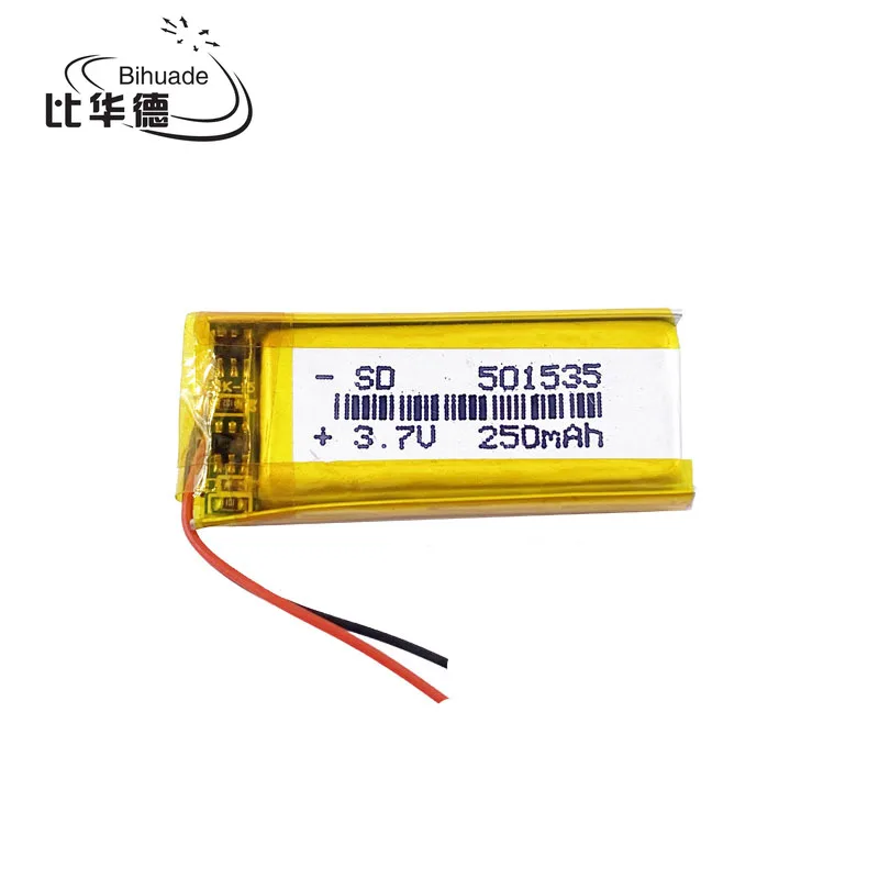 Litrowa bateria energetyczna 3.7V 250mAh 501535 litowo-polimerowa bateria li-po do Mp3 MP4