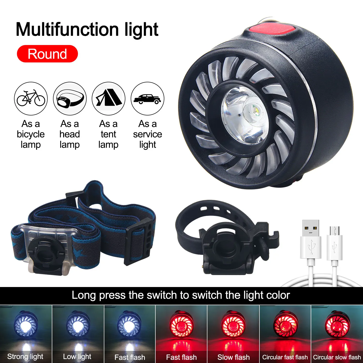 

Powerful Headlamp USB Charging Head Lamp Camping Light Outdoor Lantern Work Light with Magnetic Bicycle Headlight Tail Light