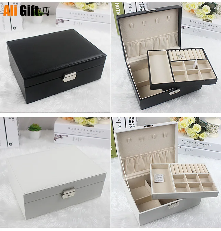 New Fashion Locked Jewelry Storage Box Princess European Korean Hand Earring Necklace Boxes Large-capacity Ring Necklace Boxes