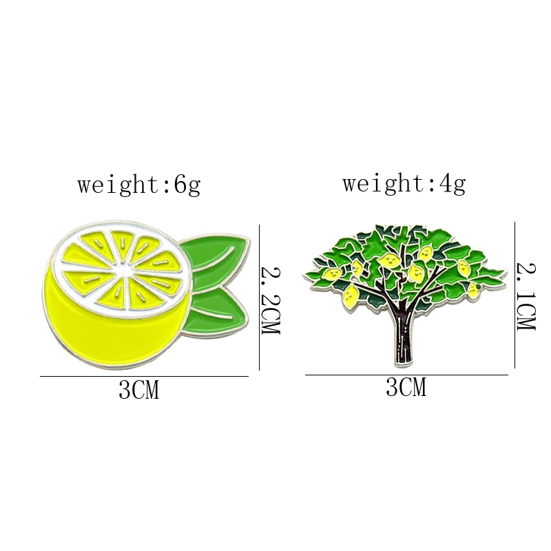 Creative Fun Fruit Lemon Tree Enamel Pins Green Plant Cartoon Brooch Alloy Badge Accessories Fashion Woman Jewelry Gift For Kid