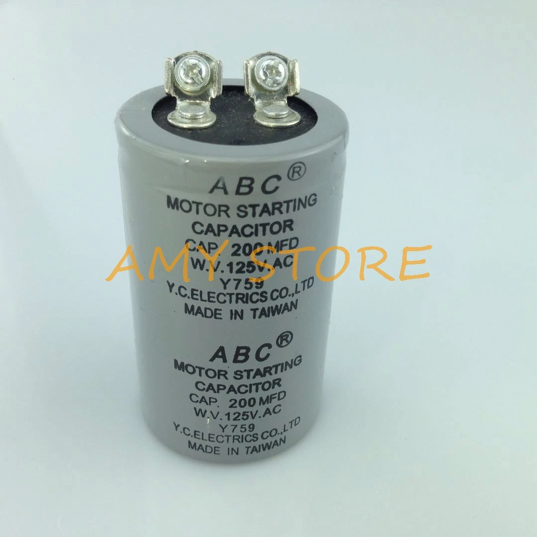 200 فائق التوهج 200MFD 125V محرك تيار متردد بدء تشغيل مكثف رمادي 40x68mm