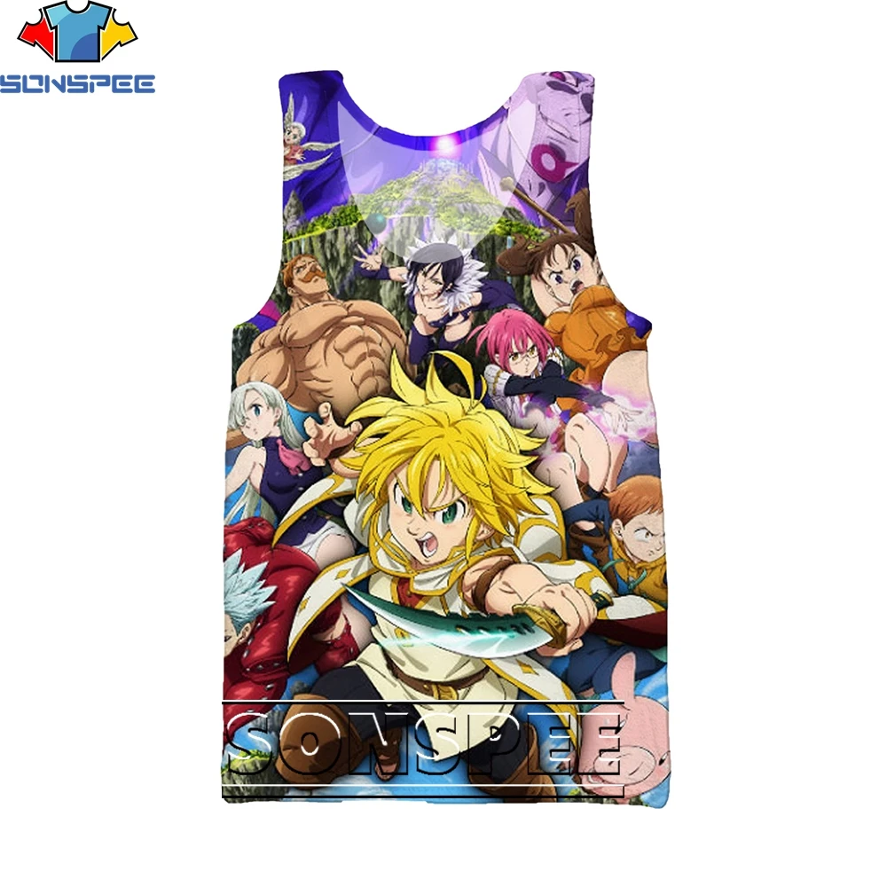 SONSPEE 3D Printing Seven Deadly Sins Anime Cartoon Summer Sleeveless Vest Fashion Hip Hop Trend Sports All-match Tank Top