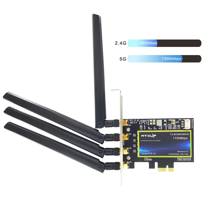 Imagem -03 - Adaptador sem Fio Pcie Dual Band 802.11ac Bcm94360 Placa para Desktop Wi-fi Bluetooth 4.0 para Macos Hackintosh Windows