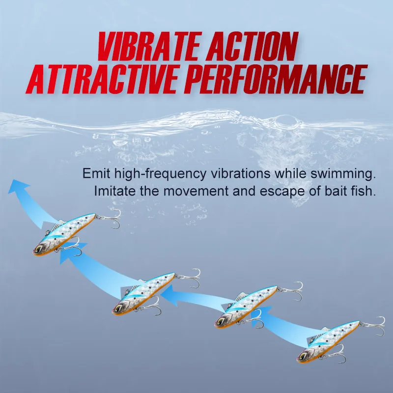 Noeby 70mm 20g Vibration Fishing Lures Artificial Hard Baits Lipless Crankbait Sinking Wobbler for Pike Fishing Lure