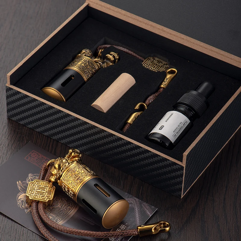 1 Set Gift Box Luxury Animal Design Car Fragrance Vintage Style Stainless Steel Auto Car Air Freshener Good Smell Car Perfume