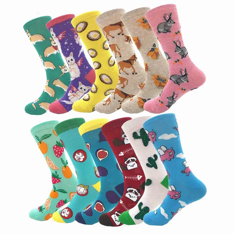 Sale cute animal bunny pig ladybird cartoon Art Men Women Funny Socks Casual Harajuku Skateboard socks