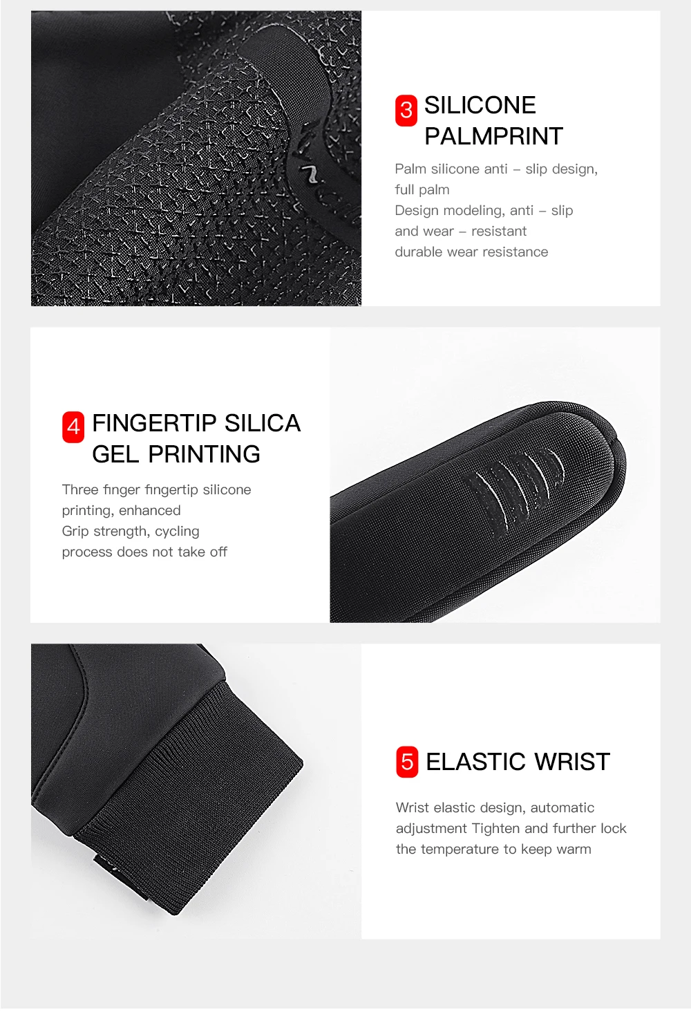 Kyncilor Winter-Fahrradhandschuhe, wasserdicht, Fleece, Samt, Touchscreen, Fahrradhandschuhe zum Angeln, Wandern, Winterhandschuhe – Detail 13