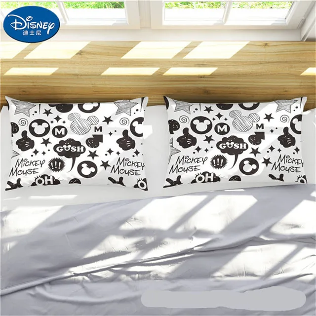 Cute Mickey Mouse Pillow Case White Couple Lovers Gift Pillow Throw Pillowcases Home Beddroom Two Pair Pillows Bedding Set