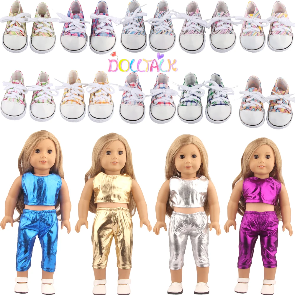 Doll Clothes For17 Inch American Doll Sneakers Vest + Cropped Pants Sportswear Shoes For 43cm New Born Baby&OG,Russia Girl Doll