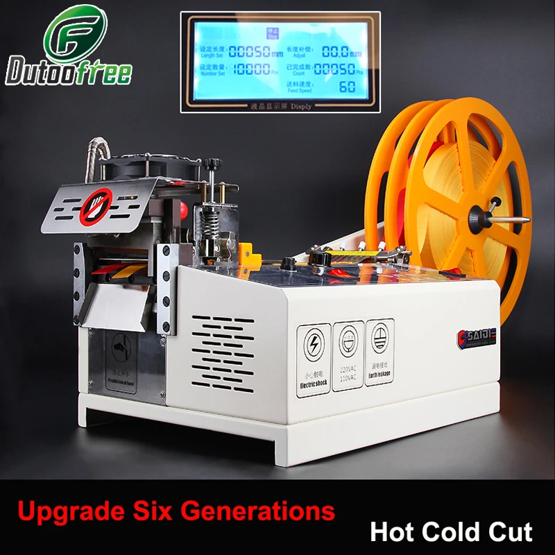 

110V/220V LCD Screen Automatic Computerized Rope Cutting Machine Cold Hot Zipper Elastic Band Ribbon Cutting Webbing Machine