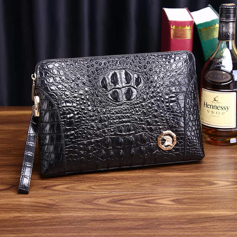 Kaisiludi New genuine leather hand bag alligator leather bag business code lock hand bag envelope  high volume handbag