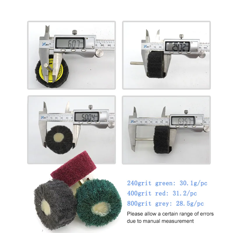 Spugnette abrasive da 2 pollici 50 mm con gancio e anello industriali resistenti 3 pezzi 240 # /400 # /800 #   Tampone per lucidatura con ruota in nylon per molatura